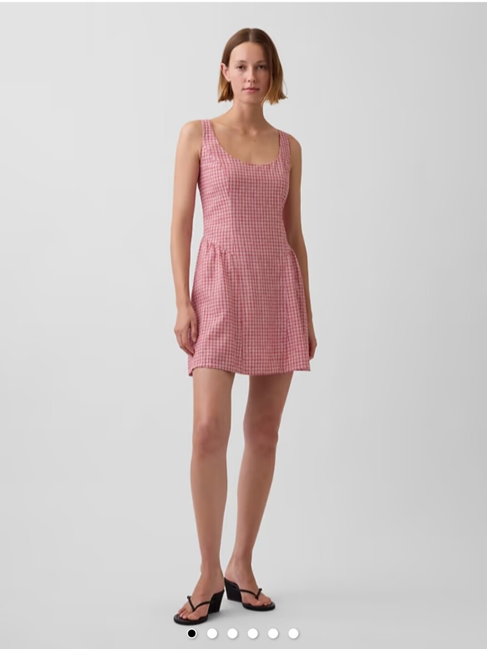 Gap Linen-Blend Drop-Waist Gingham Mini Dress